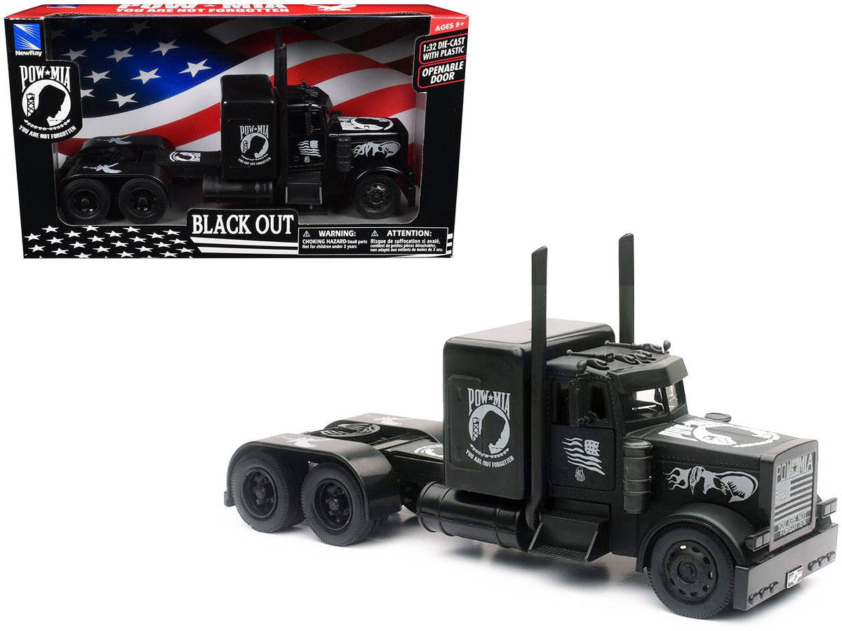 Peterbilt Custom Truck Black Out "POW-MIA You Are Not Forgotten" 1/32 Diecast Model by New Ray free shipping USA