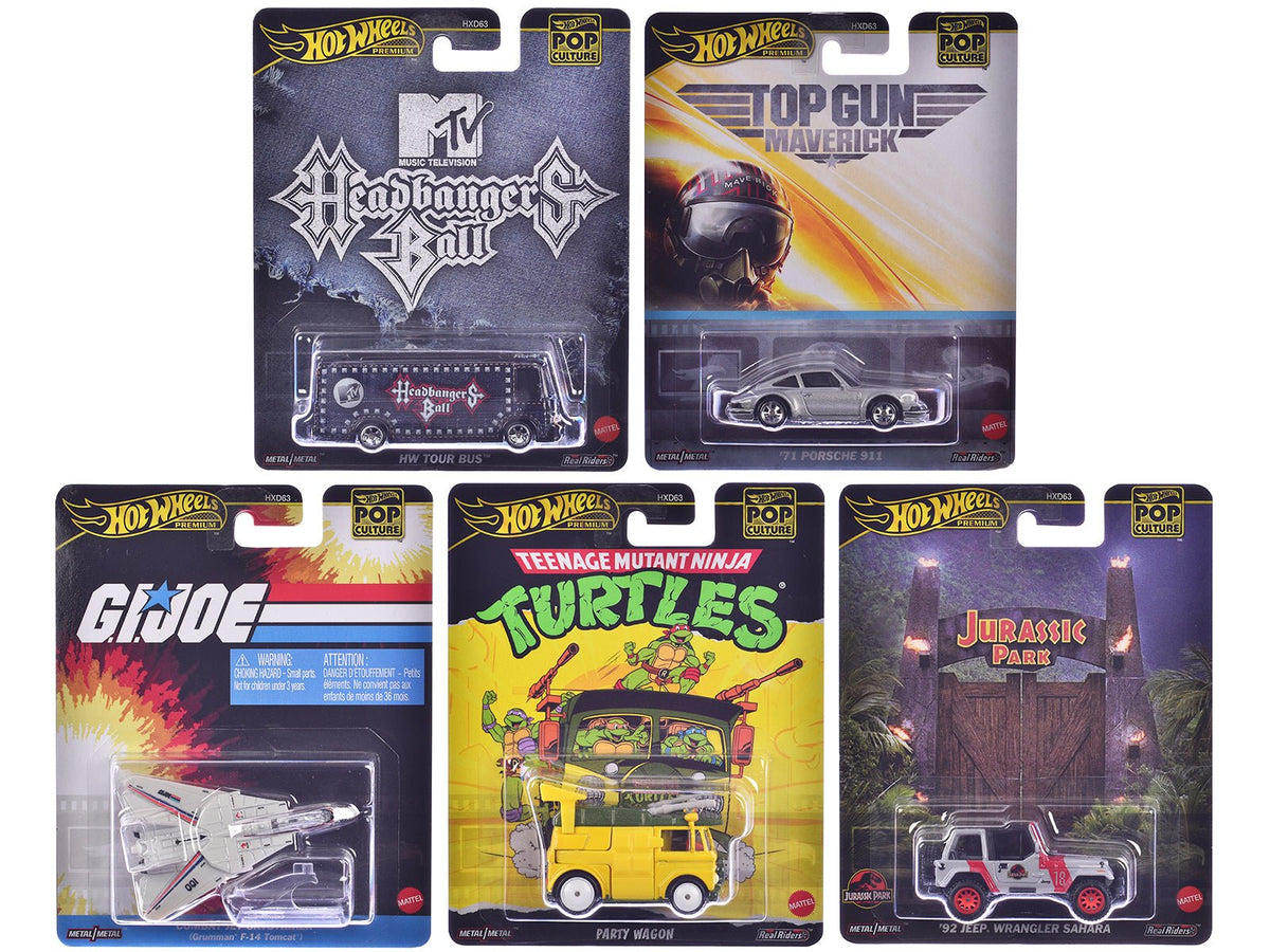 "Pop Culture 2025" 5 piece Set K "Premium Series" Diecast Model Cars by Hot Wheels free shipping USA