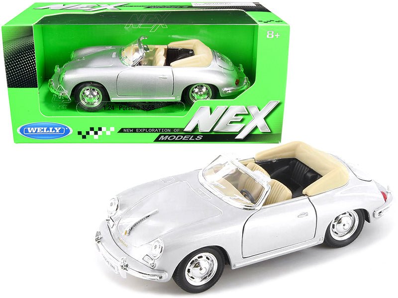 Porsche 356B Roadster Silver "NEX Models" 1/24 Diecast Model Car by Welly free shipping USA