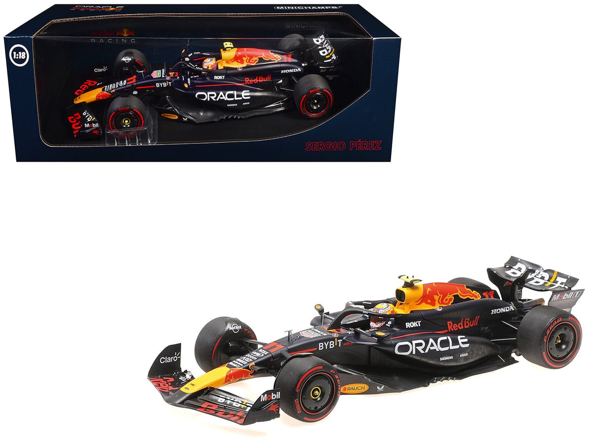 Red Bull Racing RB20 #11 Sergio Perez "Oracle" 2nd Place F1 Formula One "Bahrain GP" (2024) with Driver Limited Edition to 180 pieces Worldwide 1/18 Diecast Model Car by Minichamps free shipping USA