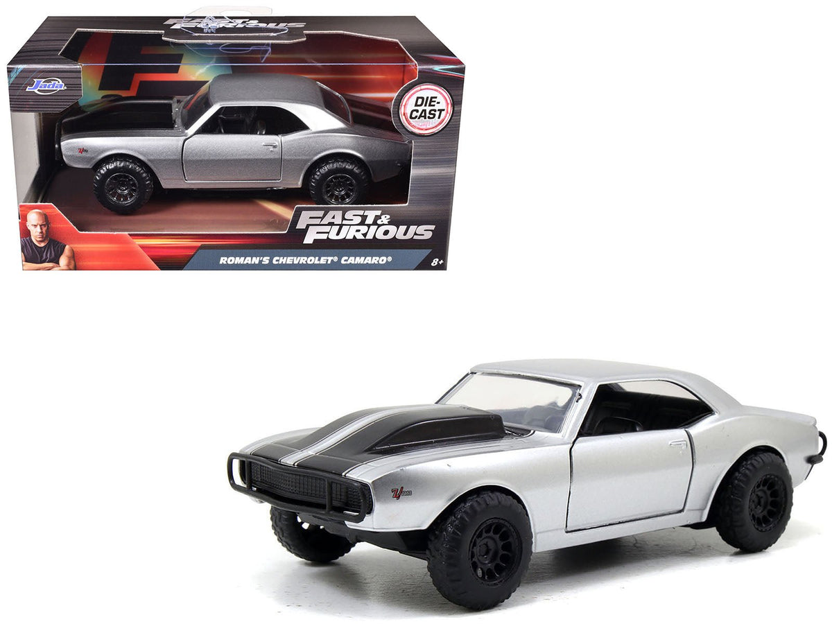 Roman's Chevrolet Camaro Z/28 Silver with Black Stripes "Fast & Furious 7" (2015) Movie 1/32 Diecast Model Car by Jada free shipping USA