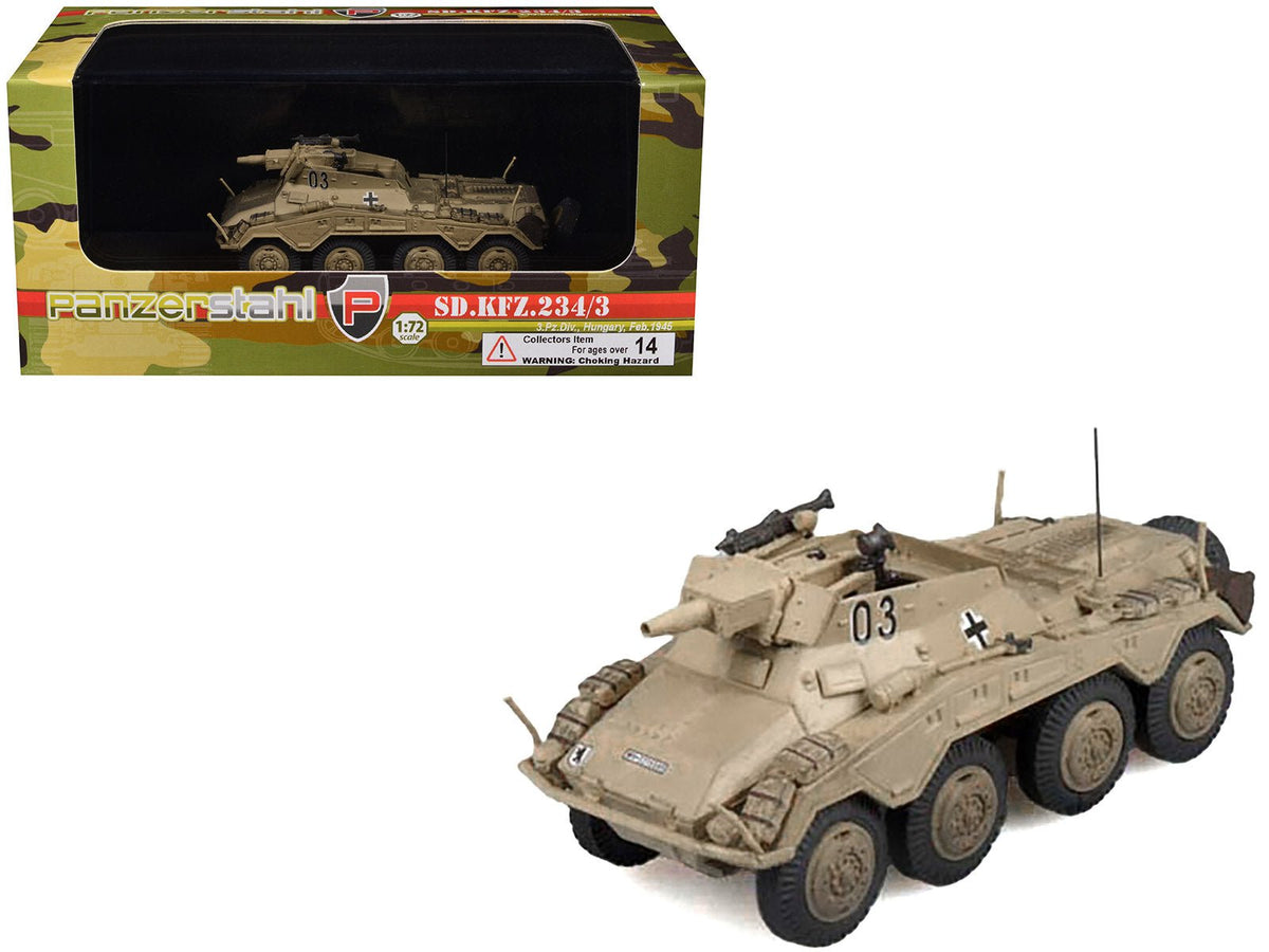 Sd.Kfz. 234/3 Armored Vehicle "#0 3rd Panzer Division Hungary" (1945) German Army 1/72 Diecast Model by Panzerstahl free shipping USA