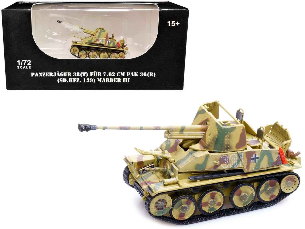 Sd.Kfz.139 Panzerjager 38(t) Fur 7.62cm PaK 36(R) Marder III Tank Destroyer #301 "Germany - World War II" 1/72 Diecast Model by Legion free shipping USA