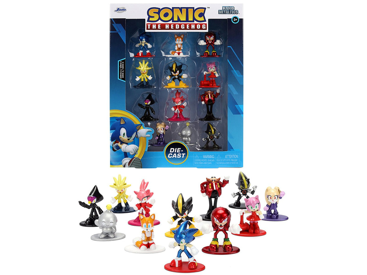 Set of 12 Diecast Figures "Sonic The Hedgehog" Video Games "Nano Metalfigs" Series Diecast Models by Jada free shipping USA