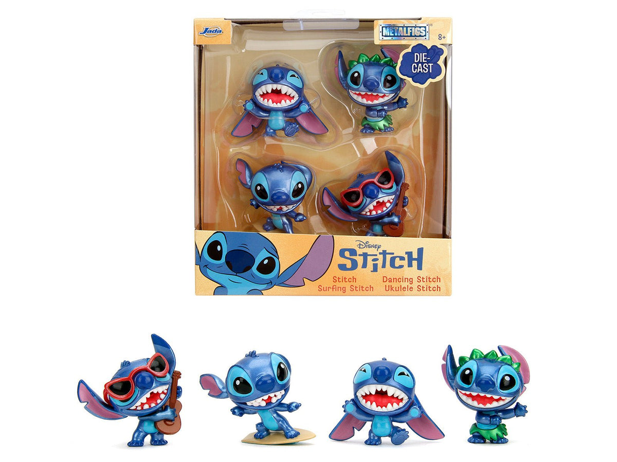 Set of 4 Diecast Figures "Disney's Stitch" "Metalfigs" Series Diecast Models by Jada free shipping USA