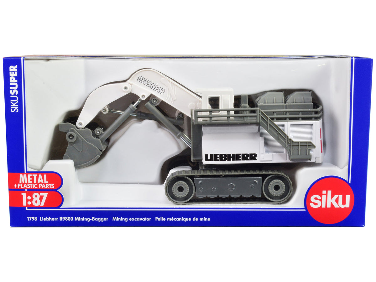 Liebherr R9800 Mining Excavator White and Gray 1/87 (HO) Diecast Model by Siku free shipping USA