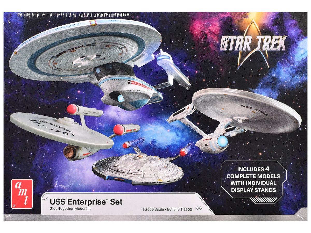 Skill 2 Model Kit U.S.S. Enterprise Four Ship Set "Star Trek" 1/2500 Scale Model by AMT free shipping USA
