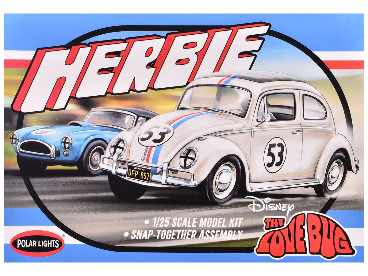 Skill 2 Model Kit Volkswagen Beetle Herbie "The Love Bug" (1969) Movie 1/25 Scale Model by Polar Lights free shipping USA