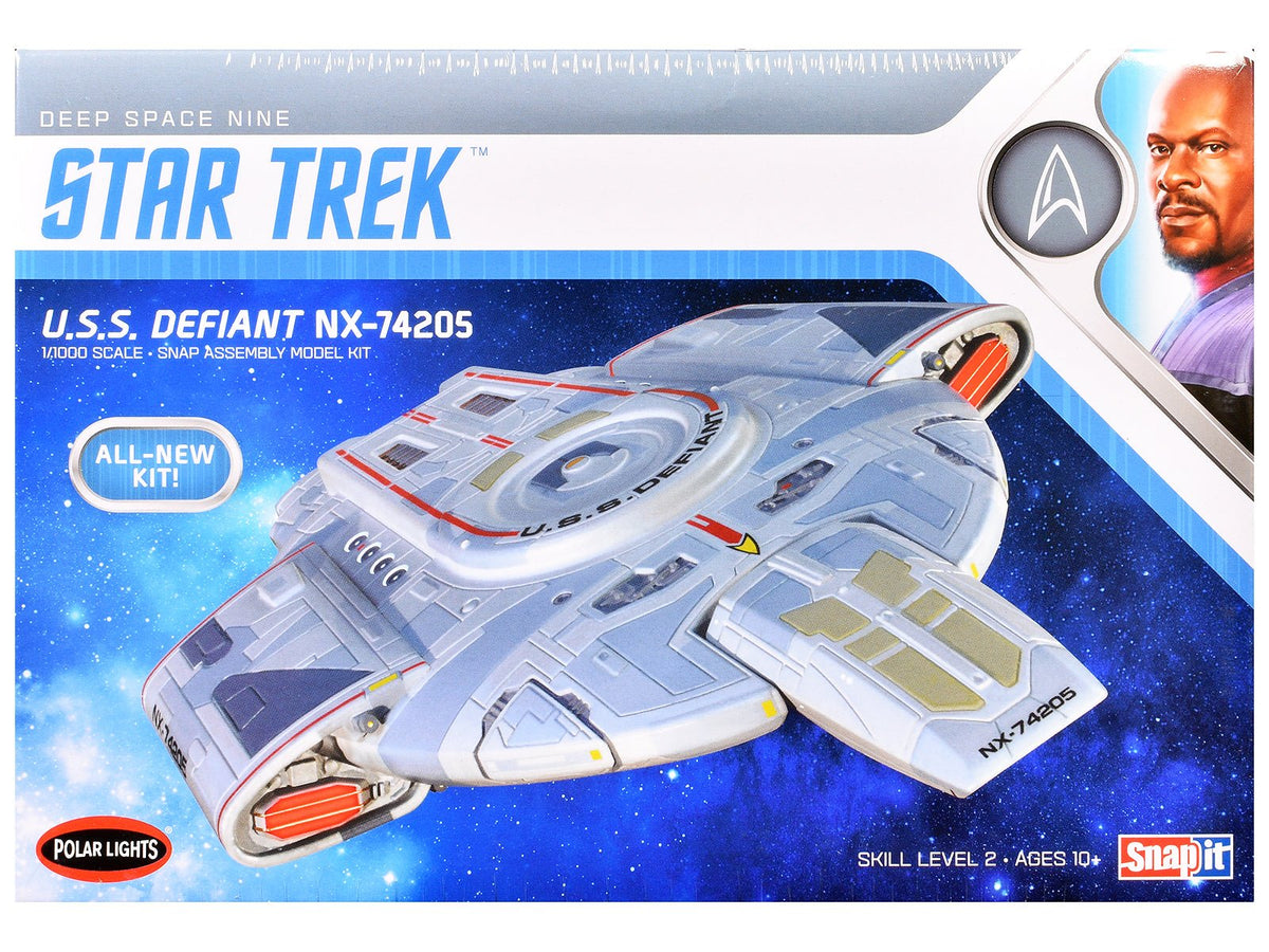 Skill 2 Snap Model Kit USS Defiant NX-74205 Starship "Star Trek: Deep Space Nine" (1993-1999) TV Series 1/1000 Scale Model by Polar Lights free shipping USA