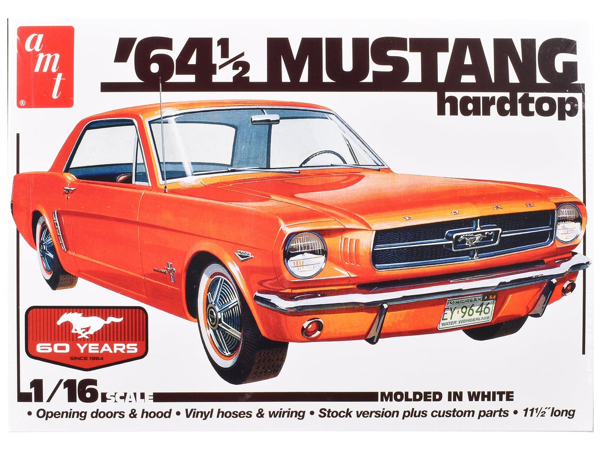 Skill 3 Model Kit 1964 1/2 Ford Mustang Coupe 60th Anniversary 1/16 Scale Model by AMT free shipping USA