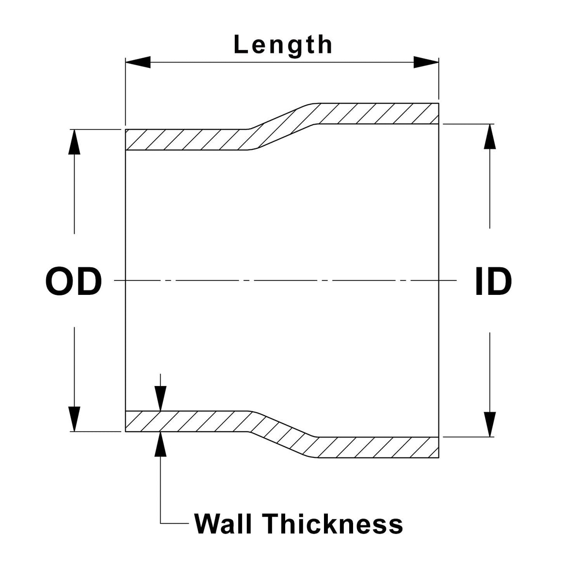 HPS Performance Products HPS 1-1/2" OD to 1-1/2" ID, 6061 Aluminum Slip Fit Transition Reducer Tube Joiner, 4" Long