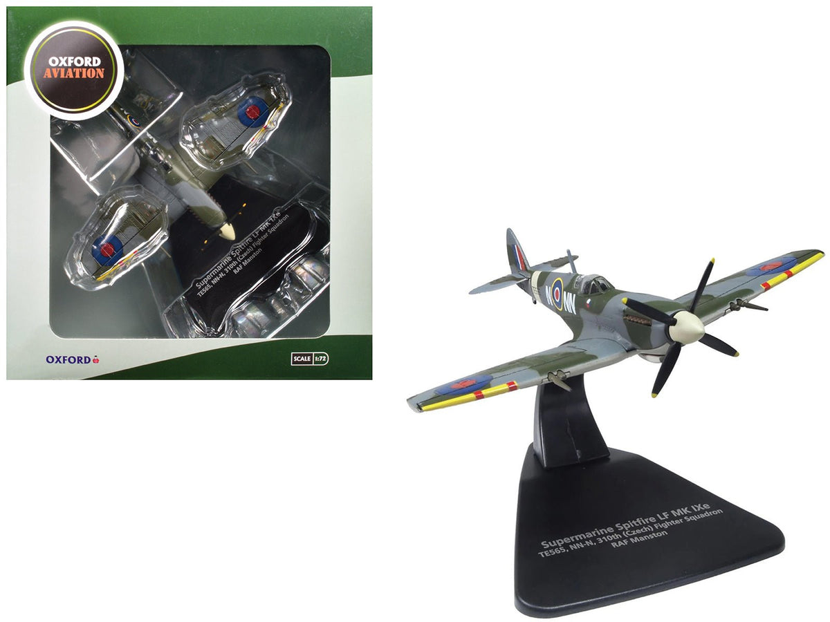 Supermarine Spitfire LF MK IXe Fighter Aircraft "TE565 10th (Czech) Fighter Squadron RAF Manston" Royal Air Force 1/72 Diecast Model Airplane by Oxford Diecast free shipping USA