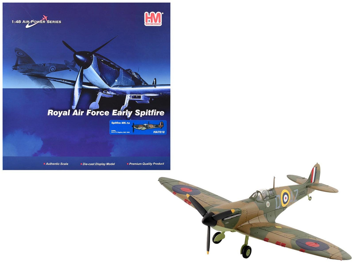 Supermarine Spitfire Mk.1a Fighter Aircraft "X4009 Flight Lieutenant P.C. Hughes" (1940) British Royal Air Force "Air Power Series" 1/48 Diecast Model by Hobby Master free shipping USA
