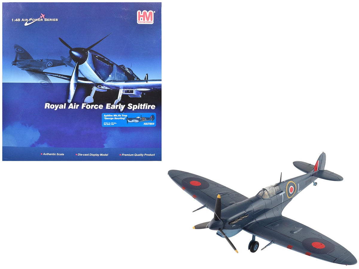 Supermarine Spitfire Mk.Vb Trop Fighter Aircraft "EP706 George Beurling No. 249 Squadron Malta" (1942) British Royal Air Force "Air Power Series" 1/48 Diecast Model by Hobby Master free shipping USA