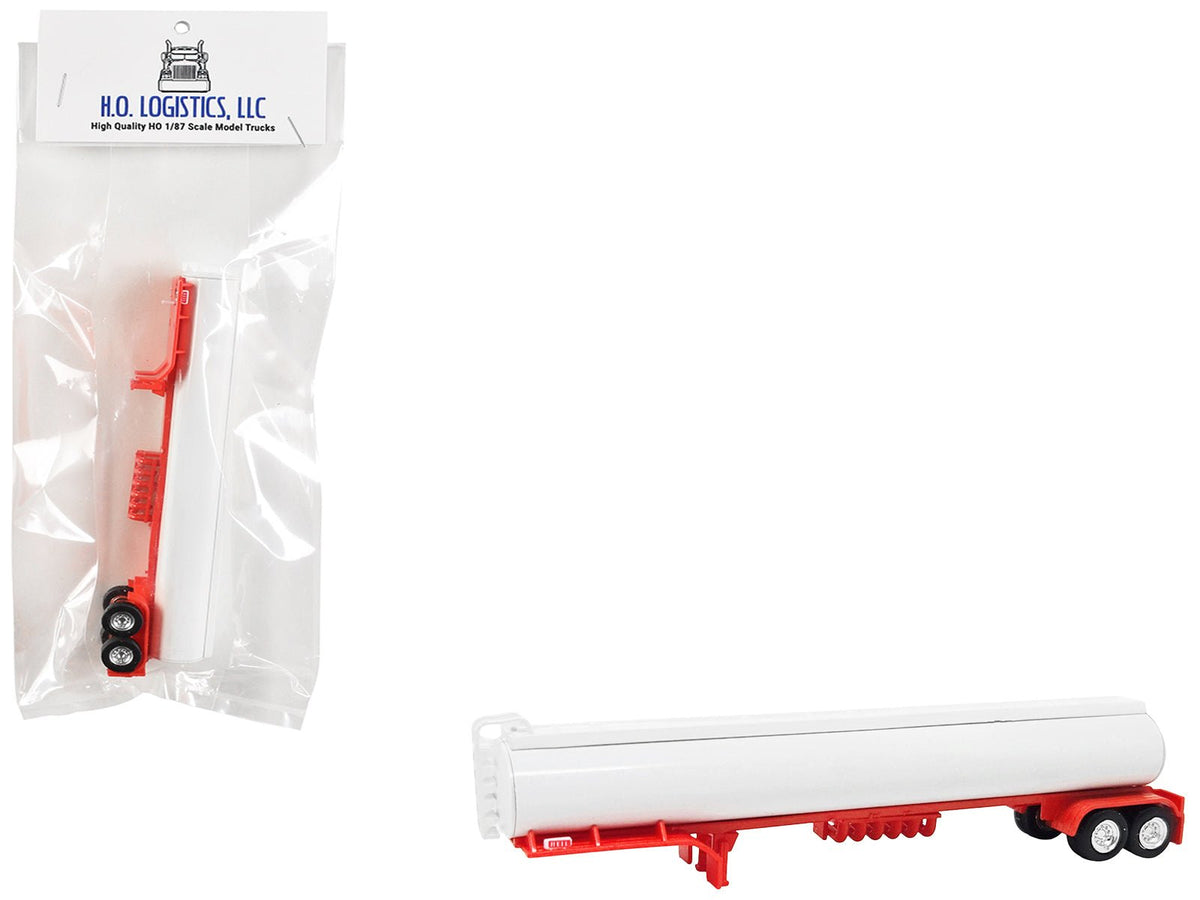 Tanker Trailer White and Red 1/87 (HO) Scale Plastic Model by HO Logistics free shipping USA
