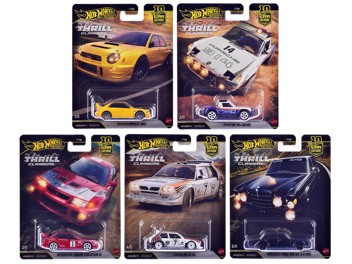 "Thrill Climbers" 5 piece Set "Car Culture 10th Anniversary" 2025 Series Q Diecast Model Cars by Hot Wheels free shipping USA