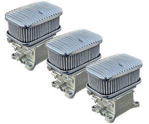 FiTech - 3x2 D Shaped Air Filter Assembly Polished Finned Top With Hardware