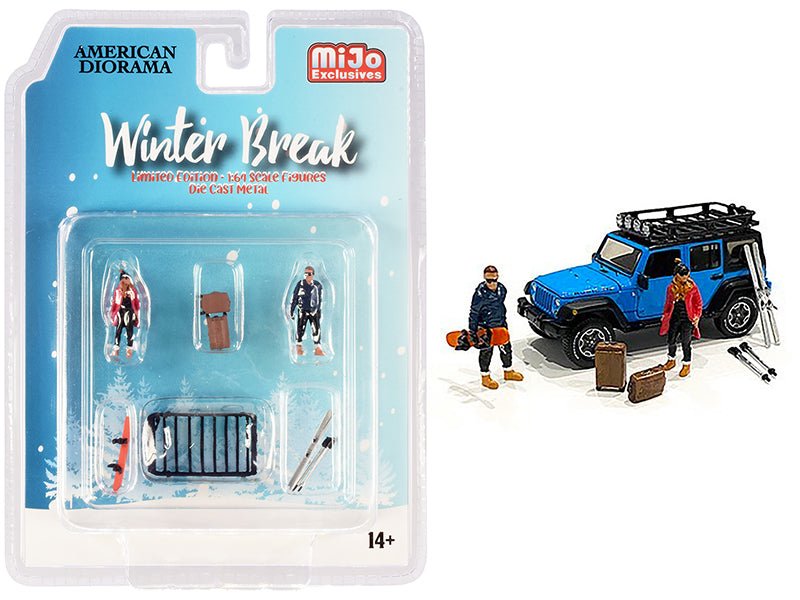 "Winter Break" Diecast Set of 6 pieces (2 Figurines and 4 Accessories) for 1/64 Scale Models by American Diorama free shipping USA