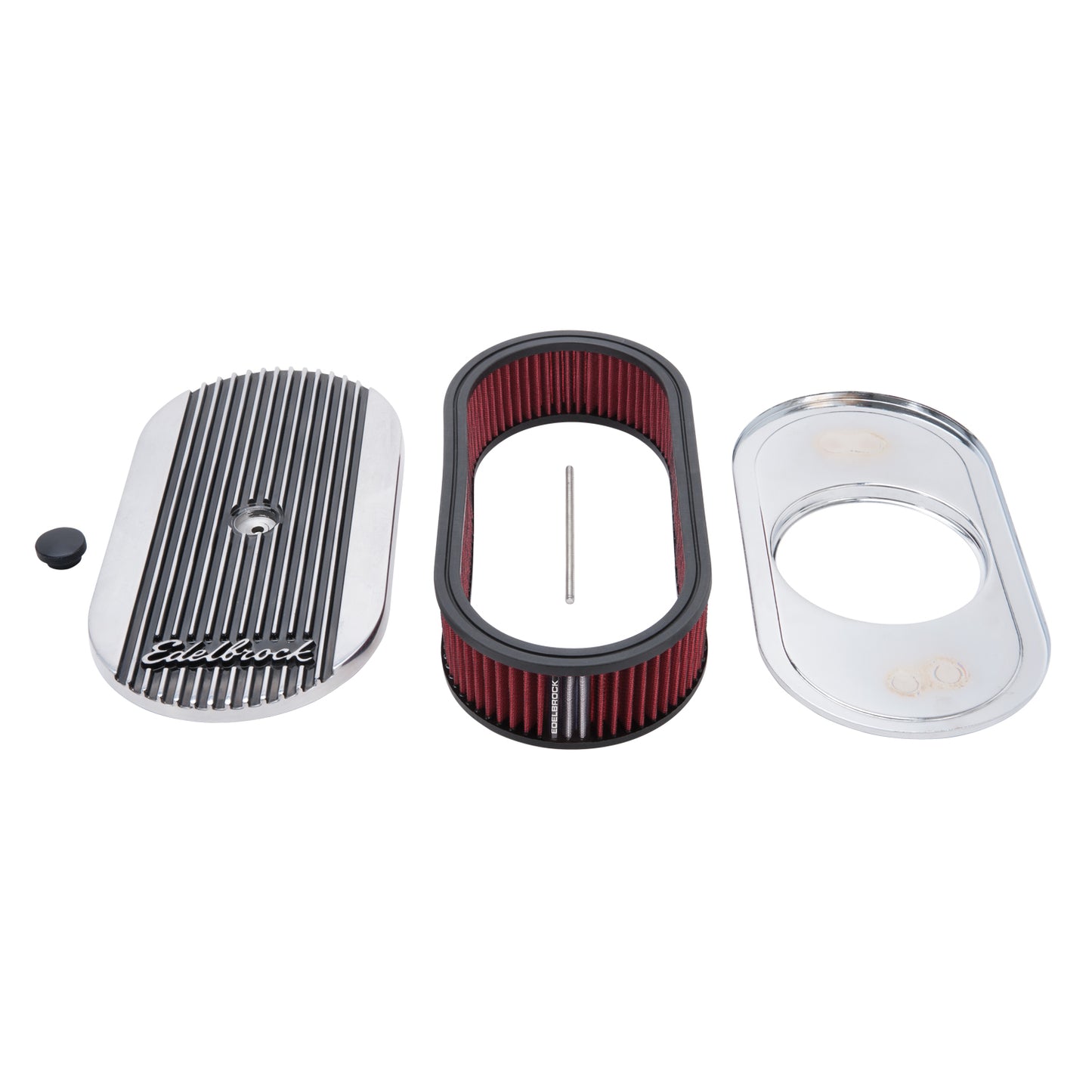 Elite 2 Series Polished Oval Air Cleaner For Single 4-bbl Carb - 2.5" Element