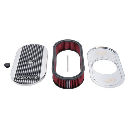 Elite 2 Series Polished Oval Air Cleaner For Single 4-bbl Carb - 2.5" Element