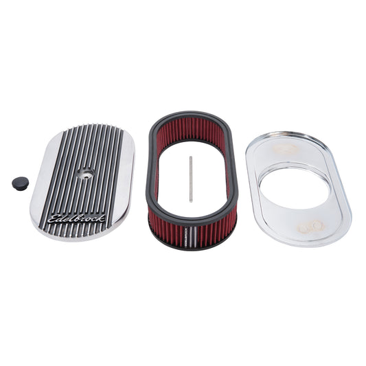Elite 2 Series Polished Oval Air Cleaner For Single 4-bbl Carb - 2.5" Element