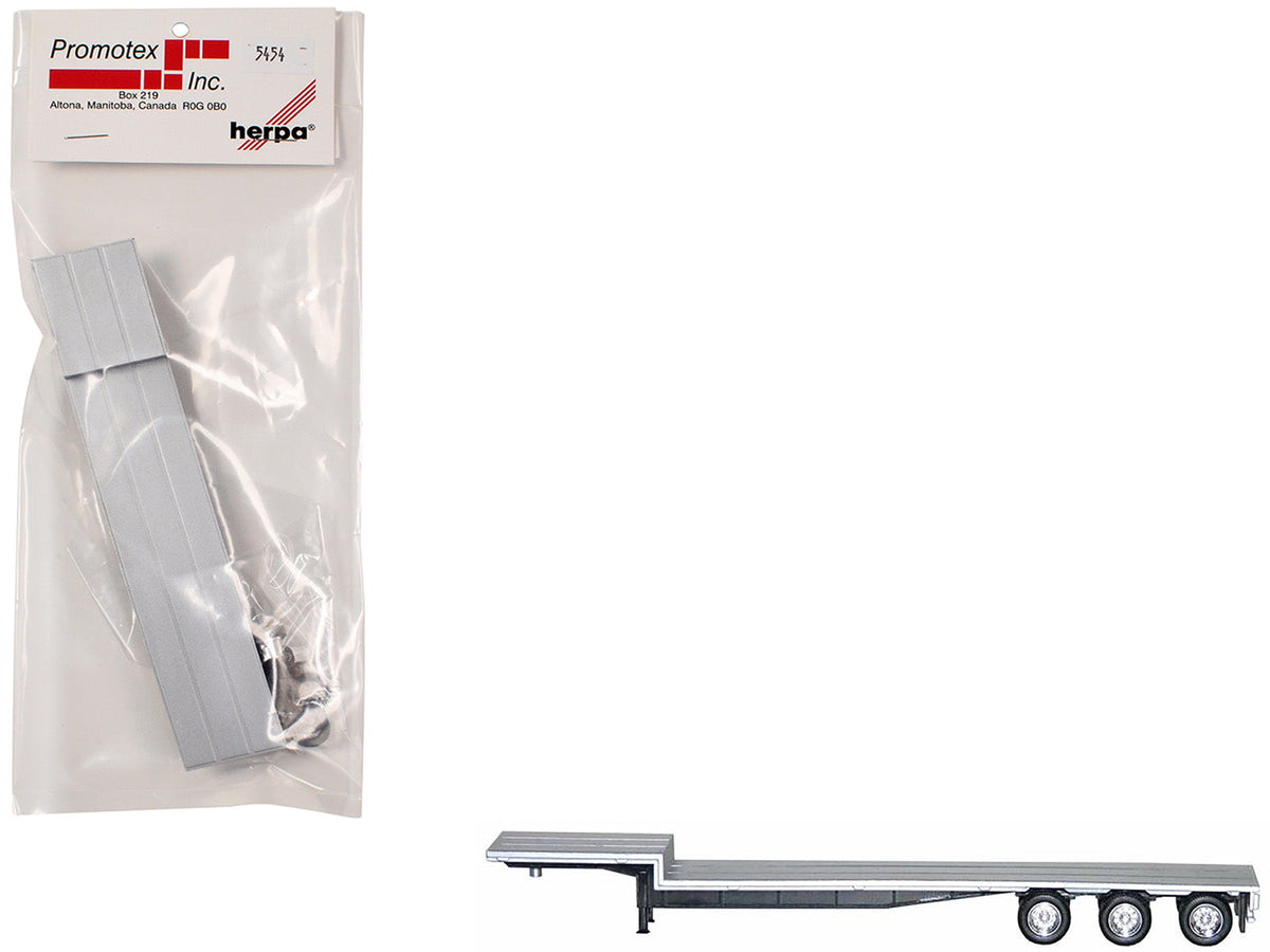 48ft 3-Axle Drop Deck Trailer with Chrome Wheels and Silver Top 1/87 (HO) Plastic Model by Promotex  free shipping USA