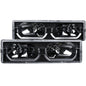 Anzo 1988-1998 Chevrolet C1500 Crystal Headlights Black w/ Low - Brow