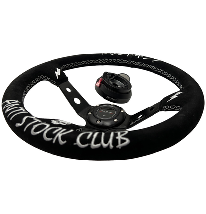 JDM Deep Dish Steering Wheel + Short Hub Adapter Kit For Honda Acura