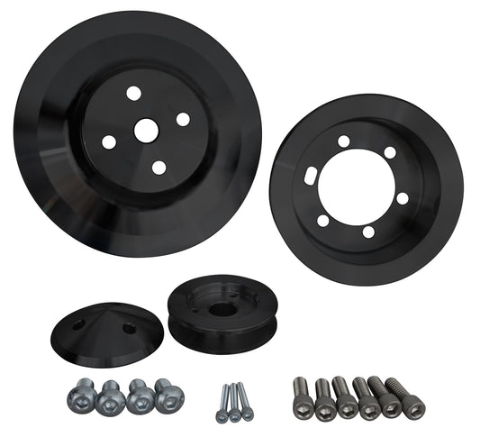 Big Block Chrysler Performance Ratio V-Belt Pulley Kit; Fluid Damper; Black (2V)