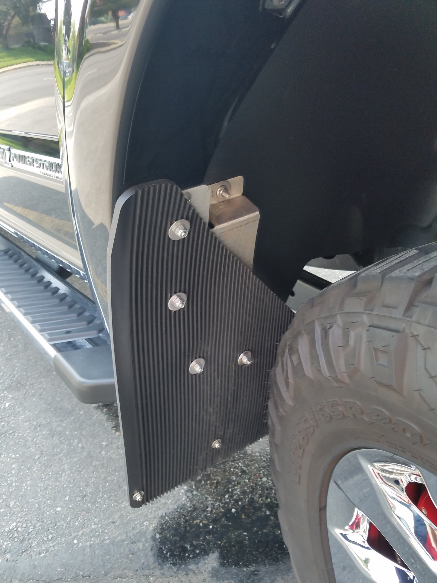 No Drill  Specific Design Front Mud Flaps For The 17+ Super Duty F250  F350  F450 And F550 Pickup With Stainless Steel Weights Pre-Installed - 12"W X 20.5"H