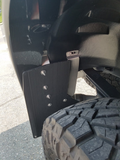 No Drill  Specific Design Rear Mud Flaps For The 17+ Super Duty F250 And F350 PPickups With Stainless Steel Weights Pre-Installed - 14"W X 24"H