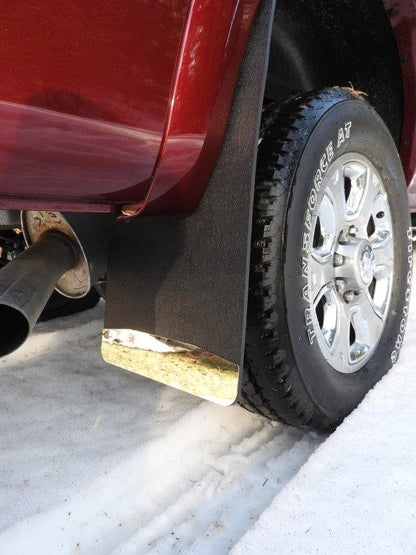 No Drill  Specific Design Rear Mud Flaps For The 2019+ Ram 2500/3500 Pickups With Stainless Steel Weights Pre-Installed - 14"W X 24"H
