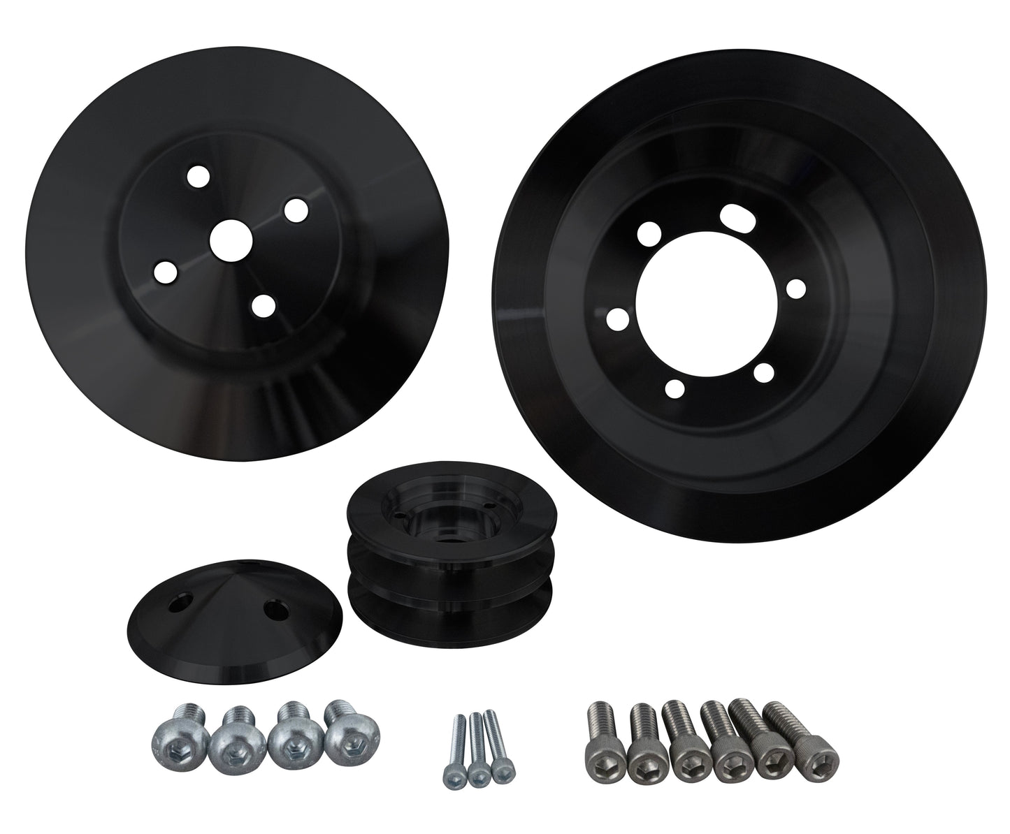 Small Block Chrysler High Flow V-Belt Pulley Kit - Black (3V)