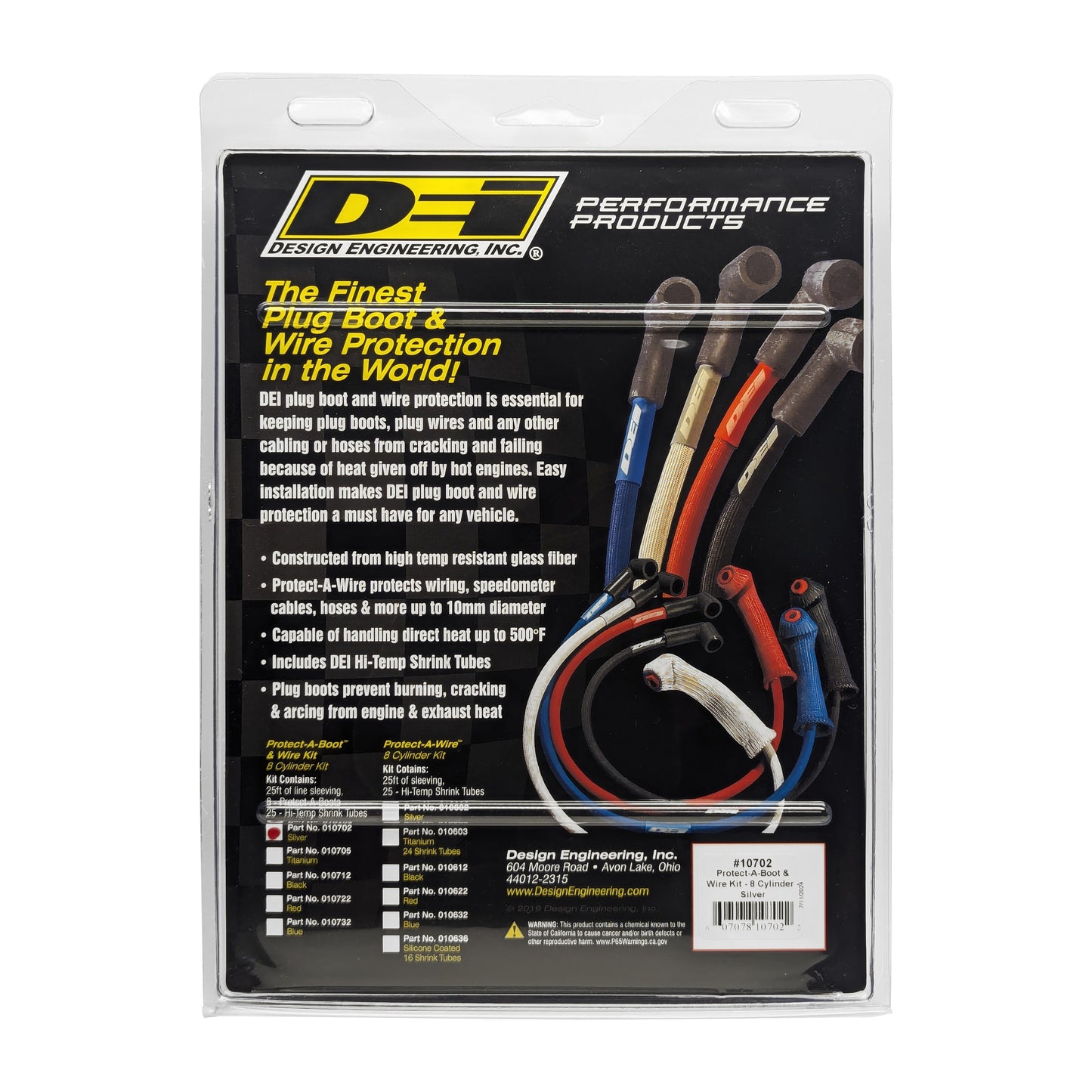 DEI 10702 Protect-A-Boot And Wire Kit Silver 8 Cylinder 010702