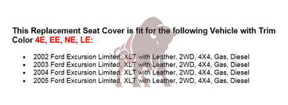 2002-2005 Ford Excursion Limited Seat Cover in Flint Gray: Choose From Variations