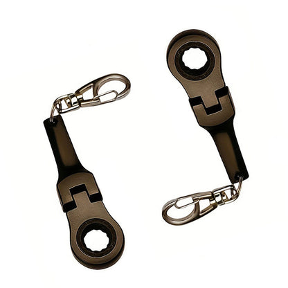 10mm Ratchet Wrench Keychain Black Metal Multi Function Key Ring Tool