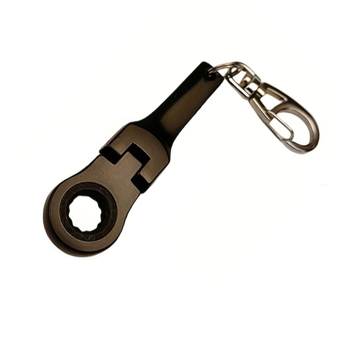 10mm Ratchet Wrench Keychain Black Metal Multi Function Key Ring Tool