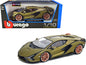 Lamborghini Sian FKP 37 Matt Green Metallic with Copper Wheels 1/18 Diecast Model Car by Bburago  free shipping USA