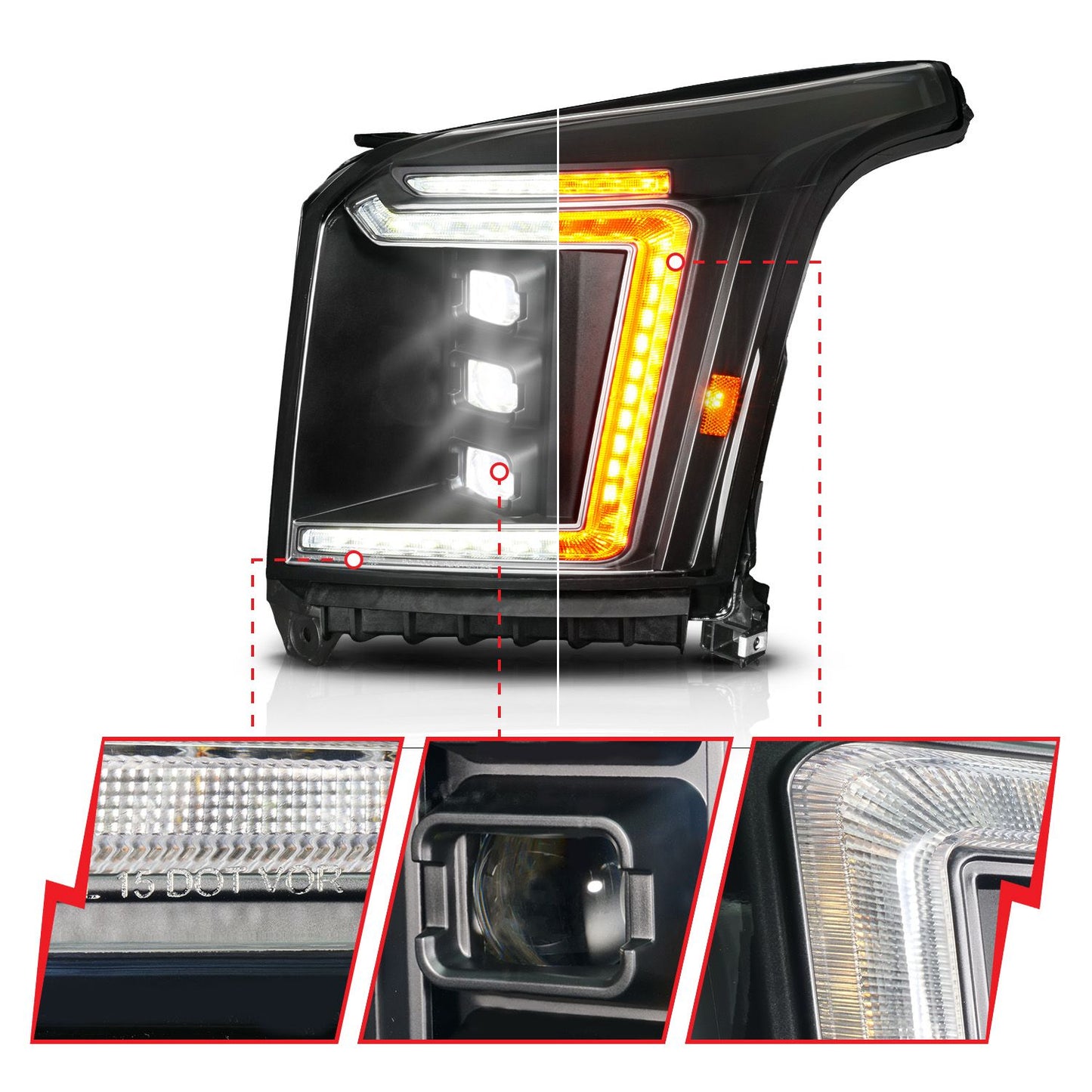 ANZO USA - LED Projector Headlight - 111635X-R