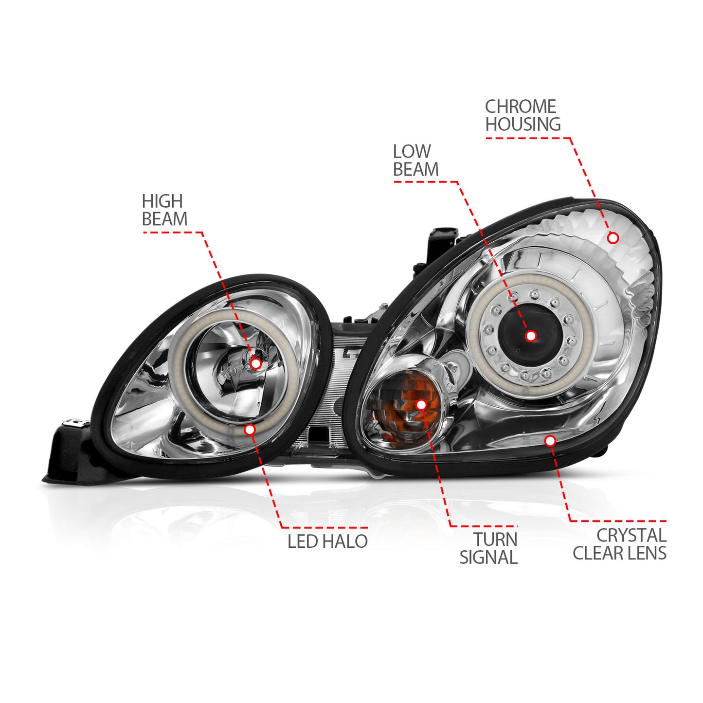 ANZO USA - Projector Headlight Set W/Halo - 121143