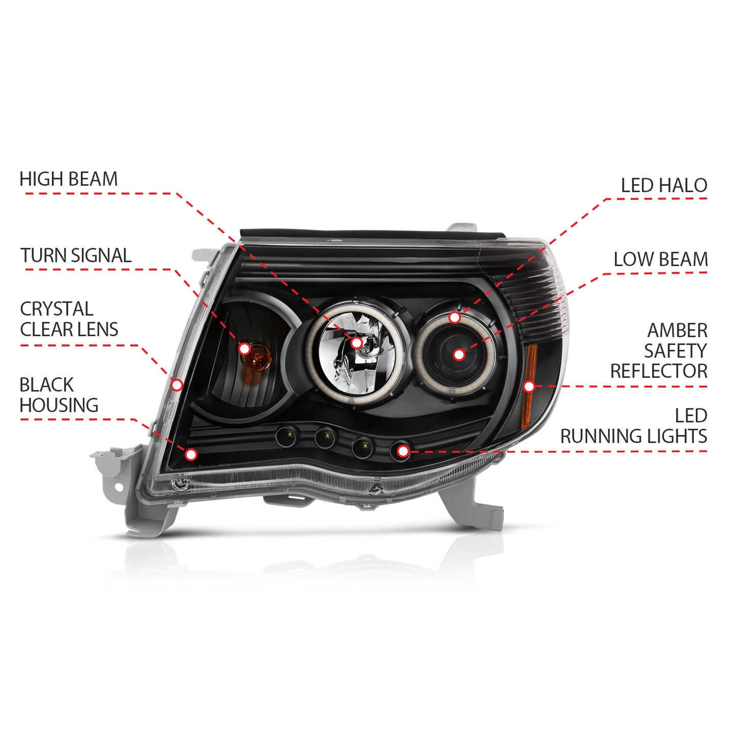 ANZO USA - Projector Headlight Set W/Halo - 121282