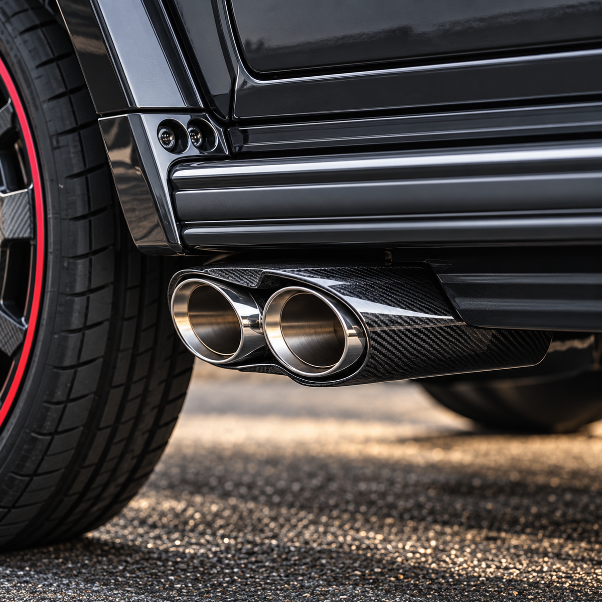 B Style Carbon Fiber Exhaust Tips for Mercedes Benz G-Class W463 W464 G63 G500