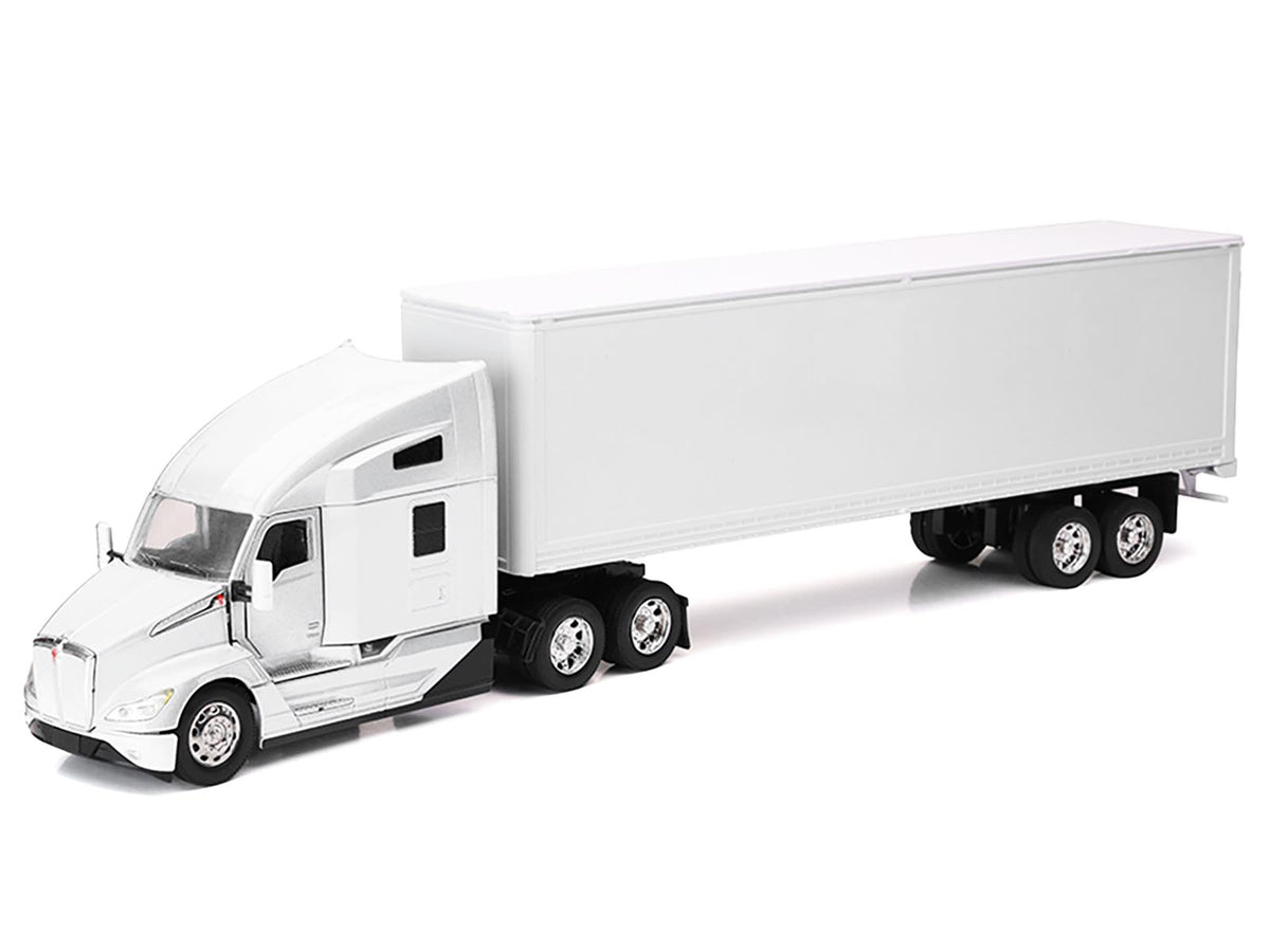Kenworth T680 Truck White with Dry Van Trailer White "Long Haul Trucker" Series 1/32 Diecast Model by New Ray  free shipping USA