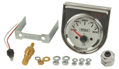 Lighted Black On White 2-1/16" Electric Oil Temperature Gauge Kit