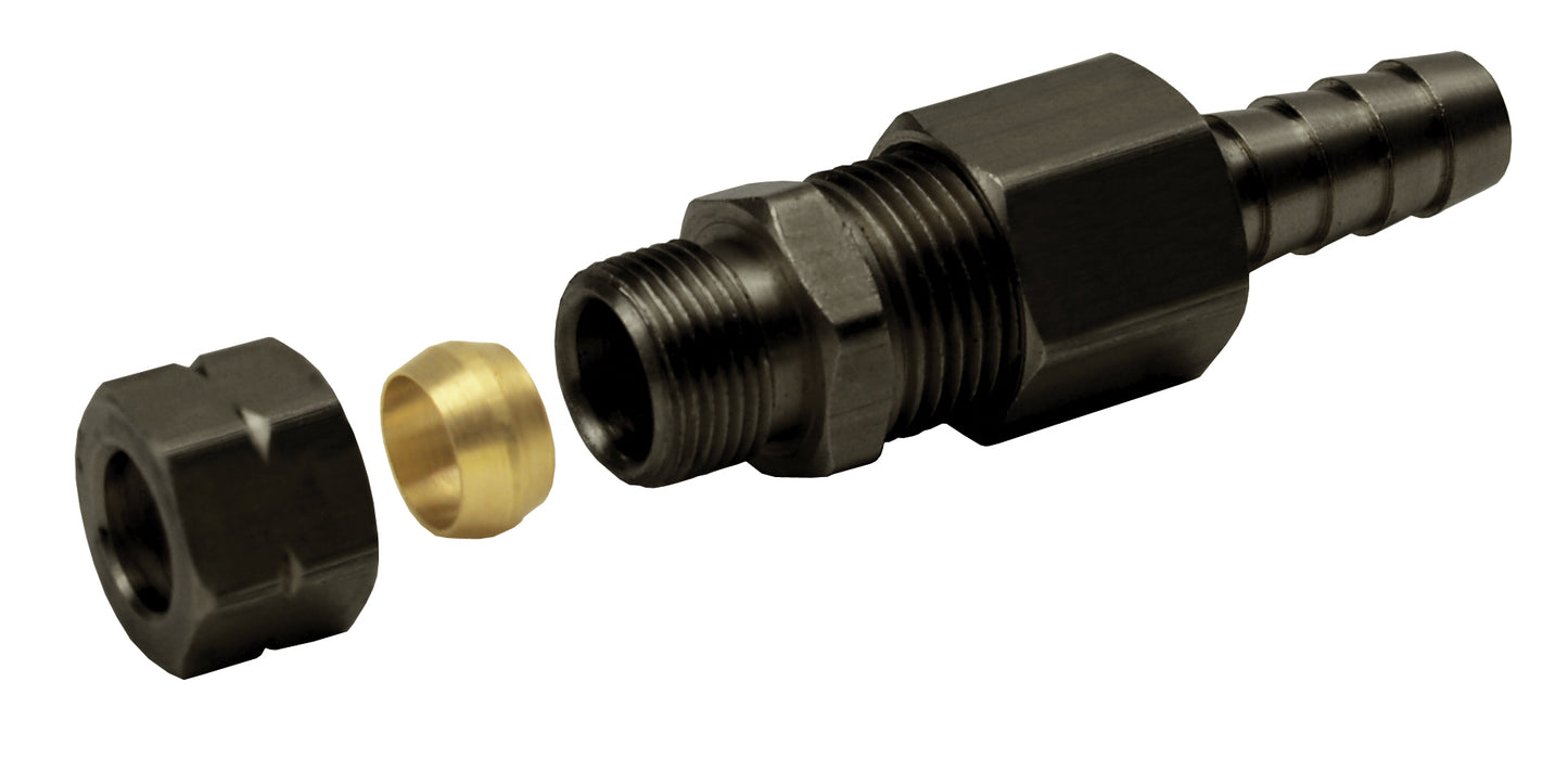 Universal 3/8" Transmission Cooler Line To 3/8" Hose Barb Compression Fitting