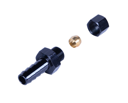 5/16” Transmission Cooler Line To 3/8” Hose Barb Black Anodized Fitting