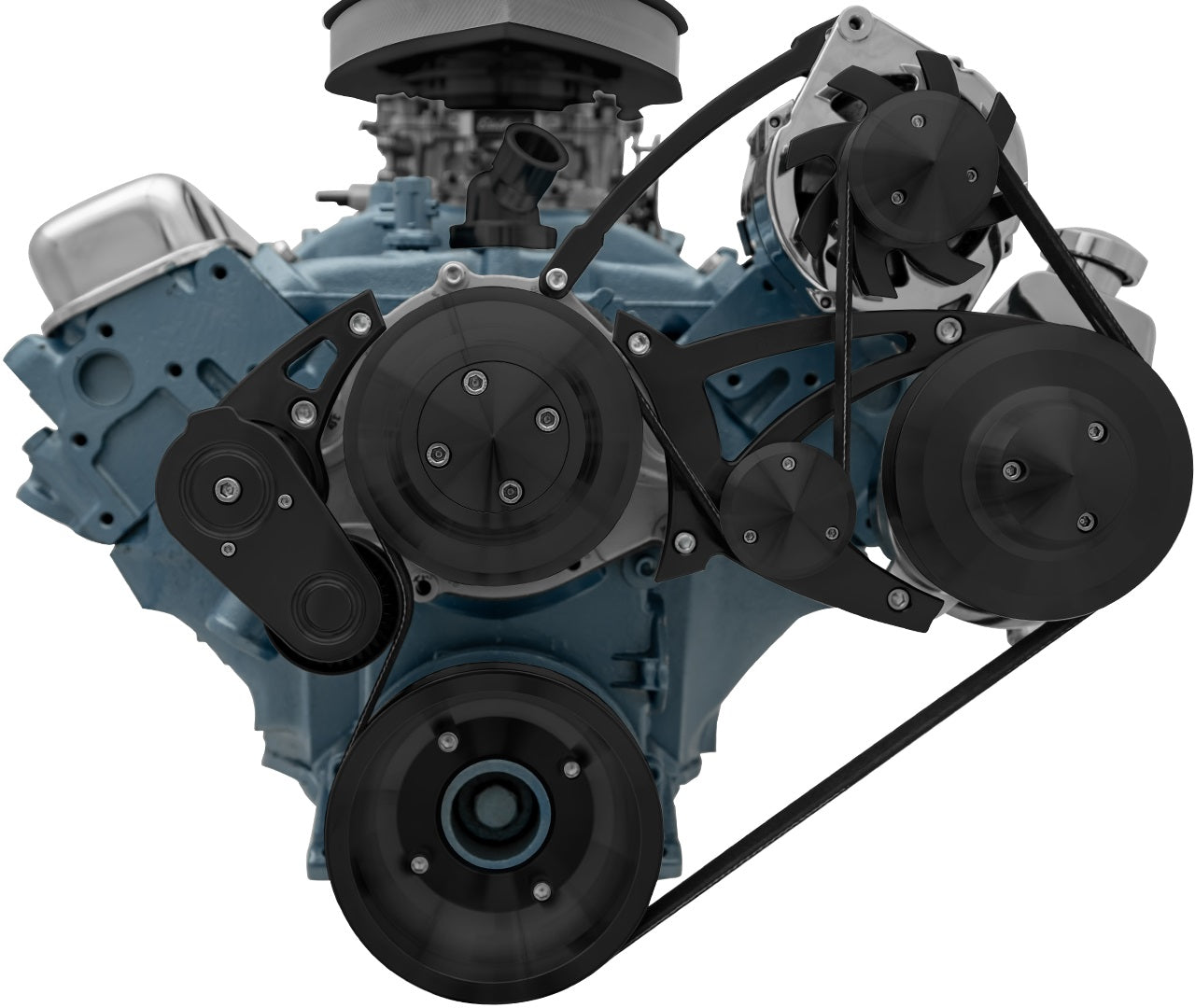 Pontiac Ultra Serpentine Conversion W/ Tensioner - ALT & PS-Press - Black