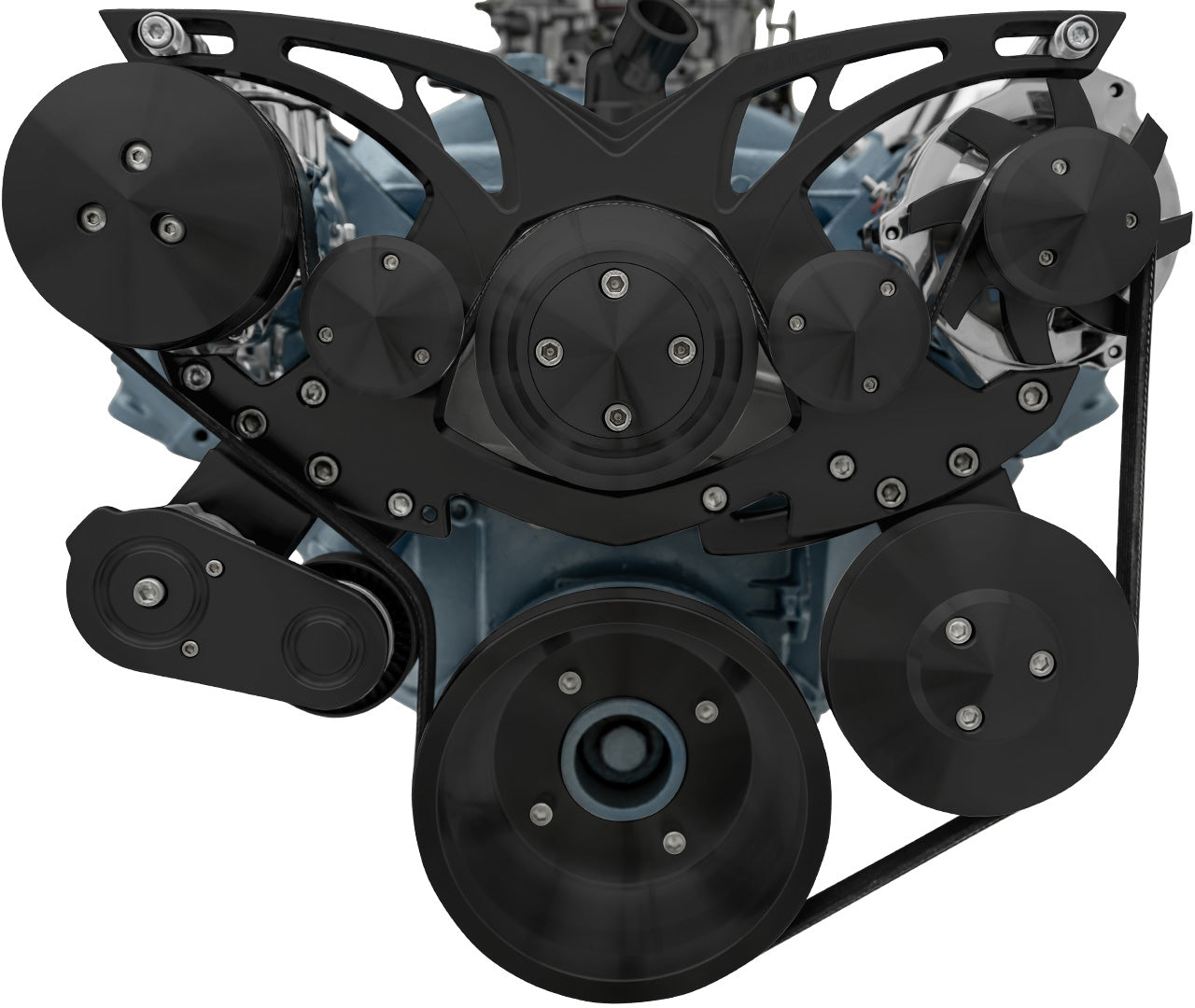 Pontiac All Inclusive Style Track Serpentine System - AC & PS - Black