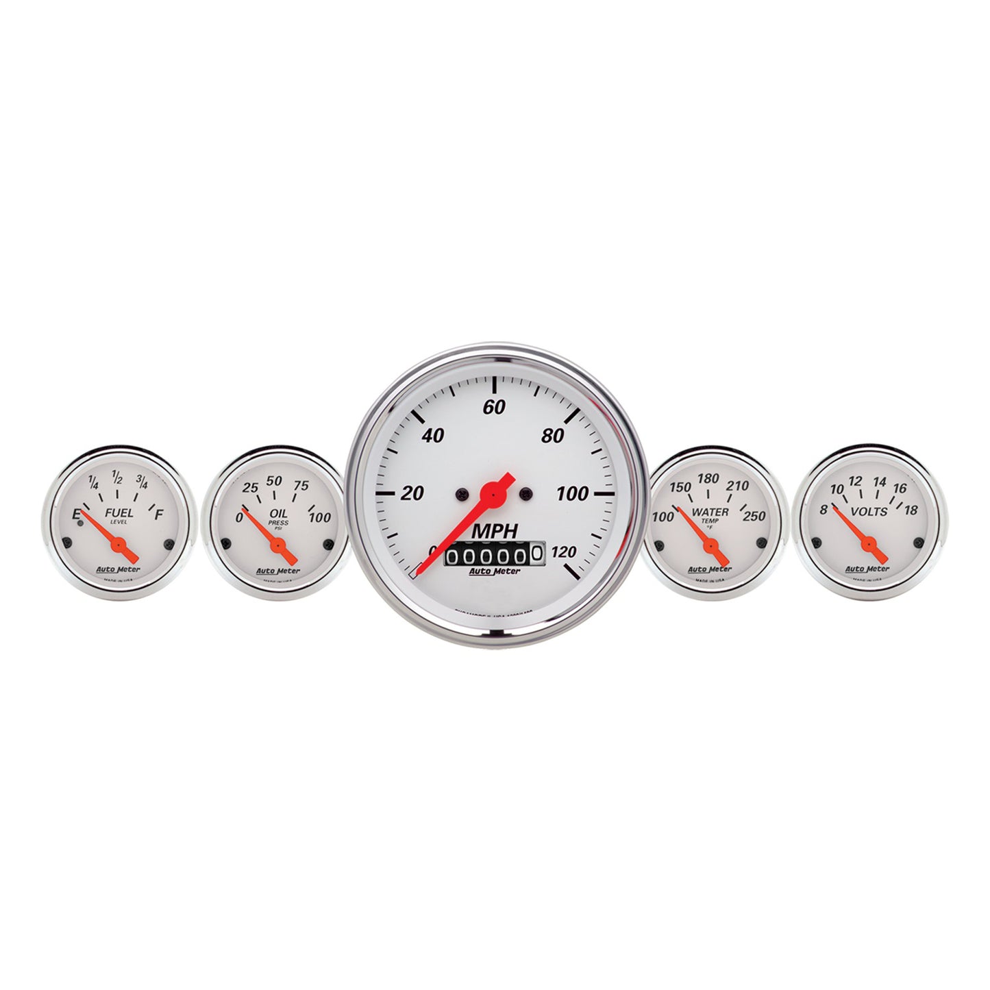 5 PC. GAUGE KIT 3-3/8 In. & 2-1/16 In.  ELEC. SPEEDOMETER ARCTIC WHITE