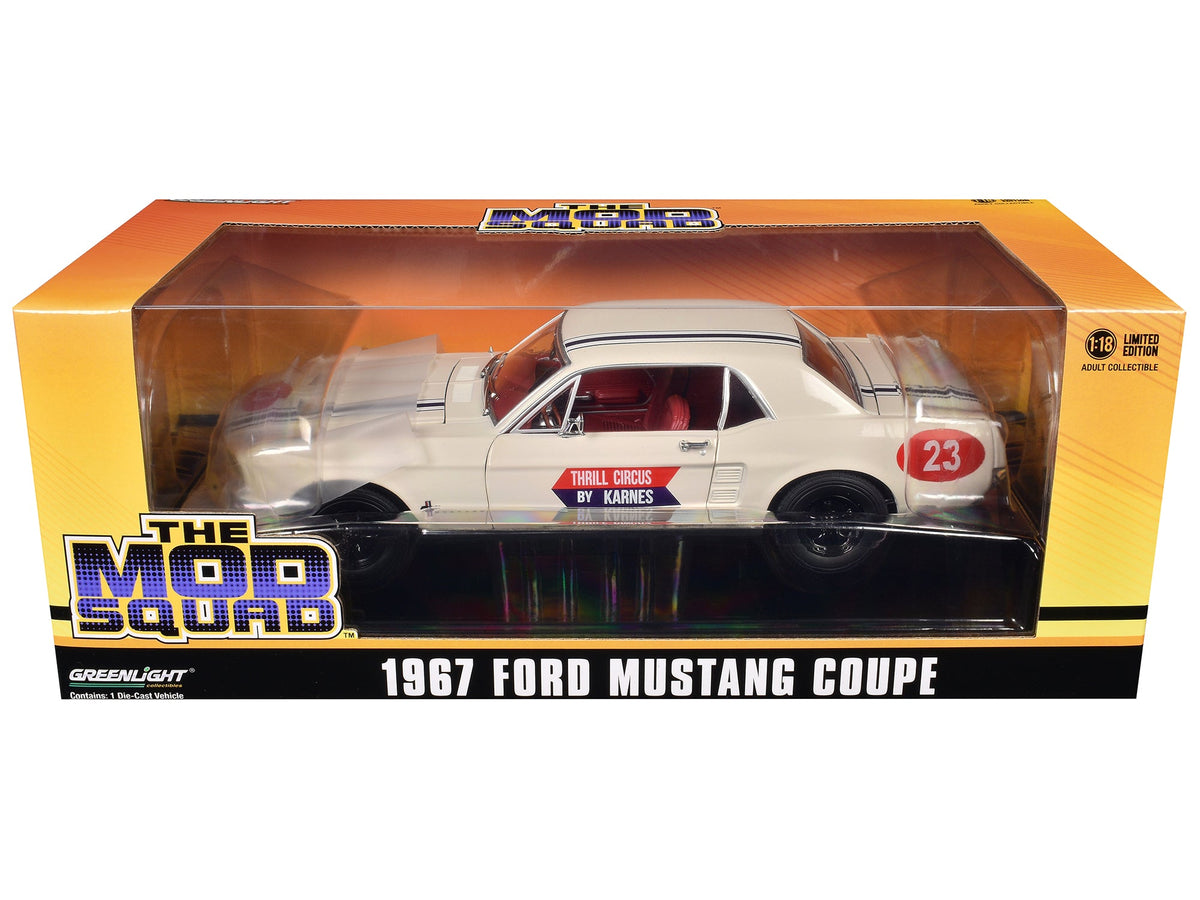 1967 Ford Mustang Coupe #23 "Thrill Circus By Karnes" White 1/18 Diecast Model Car by Greenlight  free shipping USA